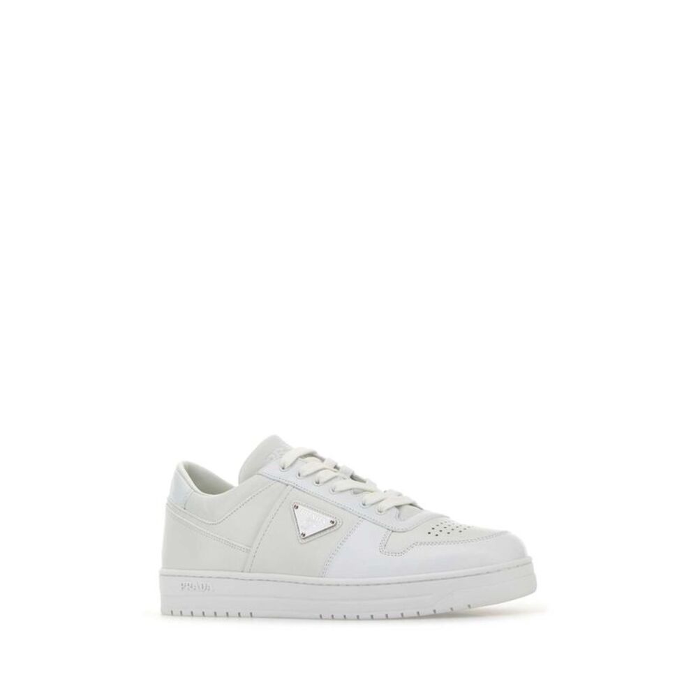 Prada Men White Leather Downtown Sneakers - Picture 2 of 2